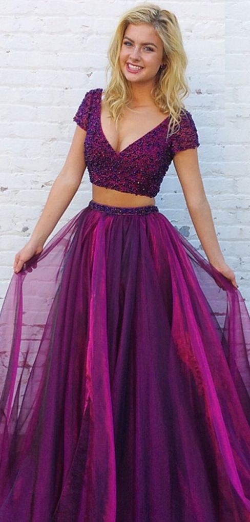 Two Pieces Prom Dress, Evening Dress, Dance Dresses, Graduation School Party Dresses