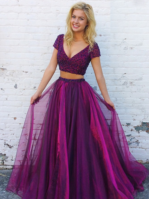 Two Pieces Prom Dress, Evening Dress, Dance Dresses, Graduation School Party Dresses