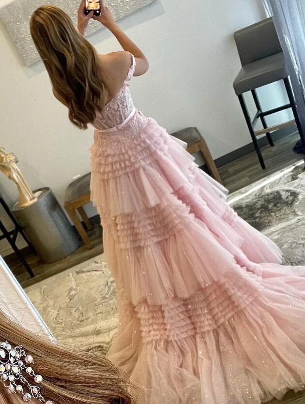 2024 Off the Shoulder Prom Dresses Long with Lace Top and Ruffle Skirt