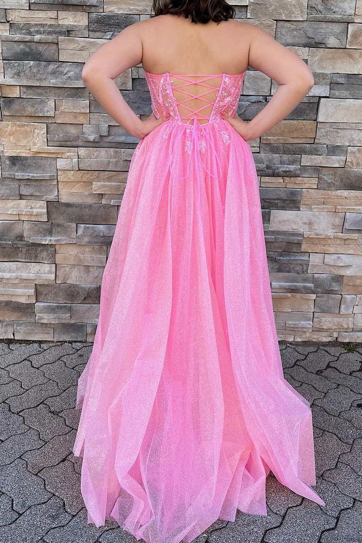 Strapless Prom Dresses Long with Slit