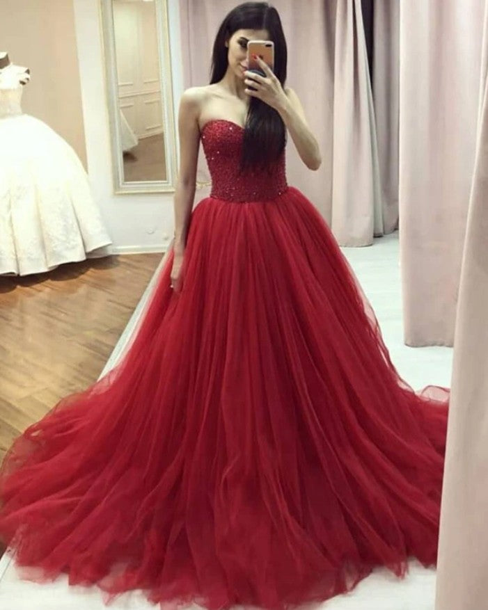 Princess Burgundy Prom Dress, Prom Dresses, Pageant Dress, Evening Dress, Ball Dance Dresses, Graduation School Party Gown