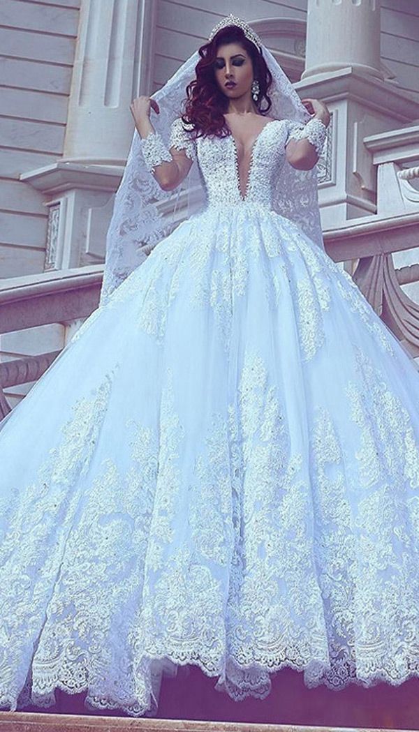 Wholesale Princess Style Wedding Dress with Sleeves, Bridal Gown ,Dresses For Brides