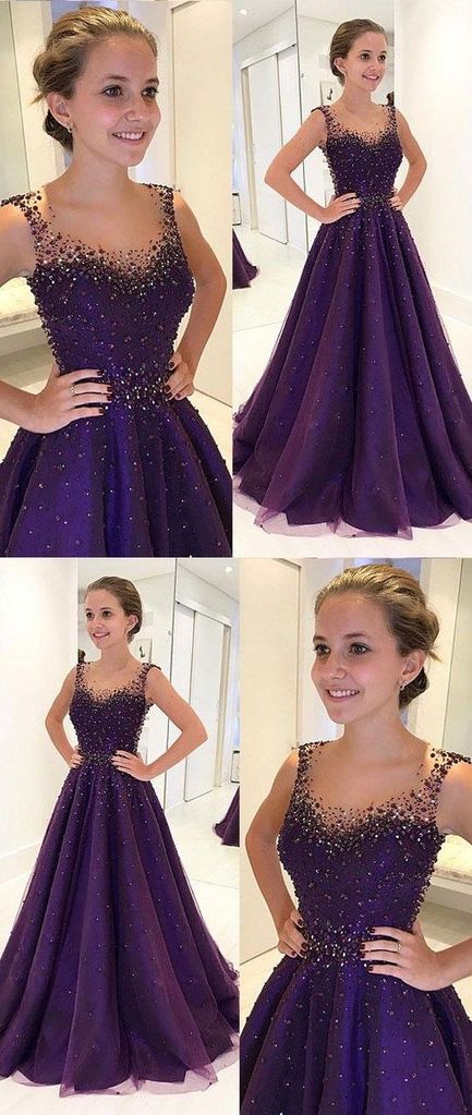 Purple Prom Dress, Evening Gown, Graduation School Party Dress, Winter Formal Dress