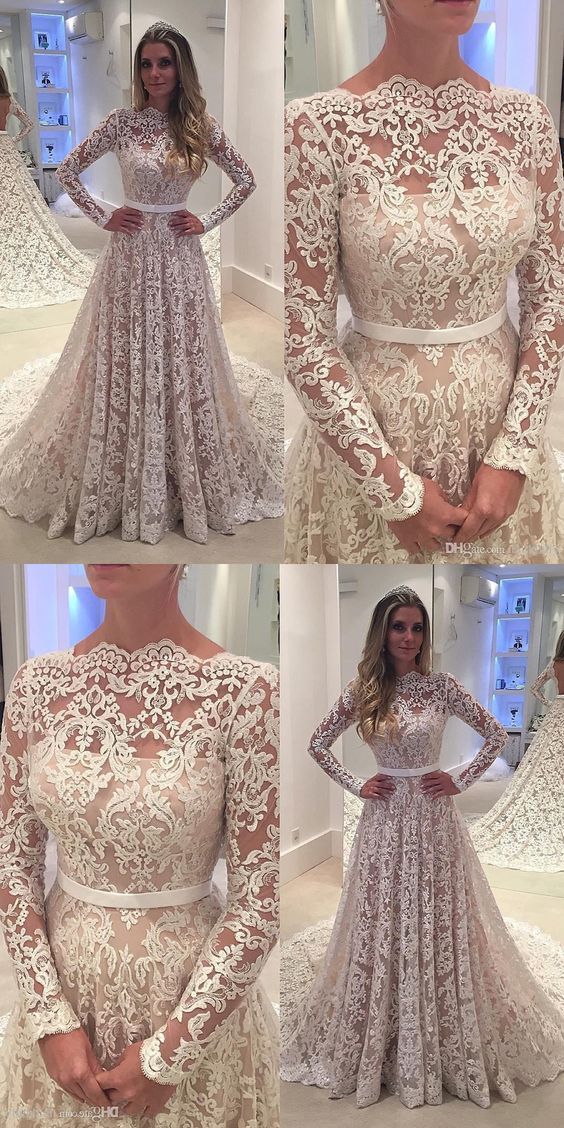 Lace Wedding Dress With Sleeves, Bridal Gown ,Dresses For Brides