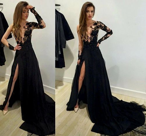 Black Prom Dress Long , Evening Dress, Formal Dresses, Graduation School Party Dance Dress