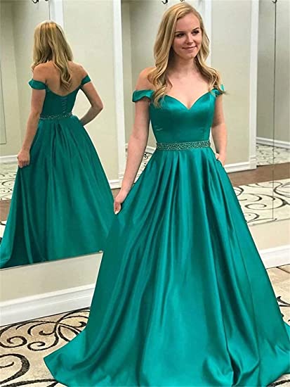 Green Prom Dresses Satin 2022, Evening Dress, Dance Dresses, Graduation School Party Gown