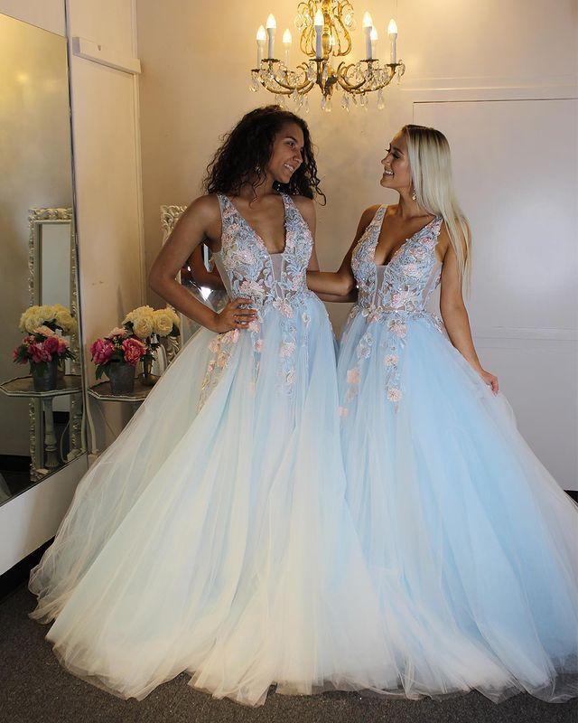 Sexy Tulle Long Prom Dress with Appliques and Beading,Prom Dresses,Pageant Dress
