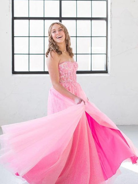 Strapless Prom Dresses Long with Slit