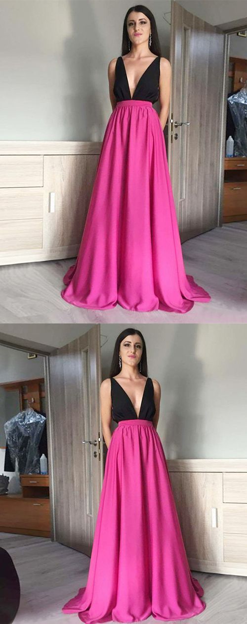 Prom Dress Deep V Neckline, Evening Dress, Formal Dresses, Graduation School Party Dance Dress