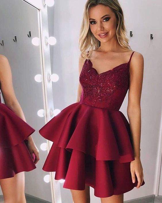 Burgundy Homecoming Dress 2023, Short Prom Dress ,Back To School Party Dress, Evening Dress, Formal Dress