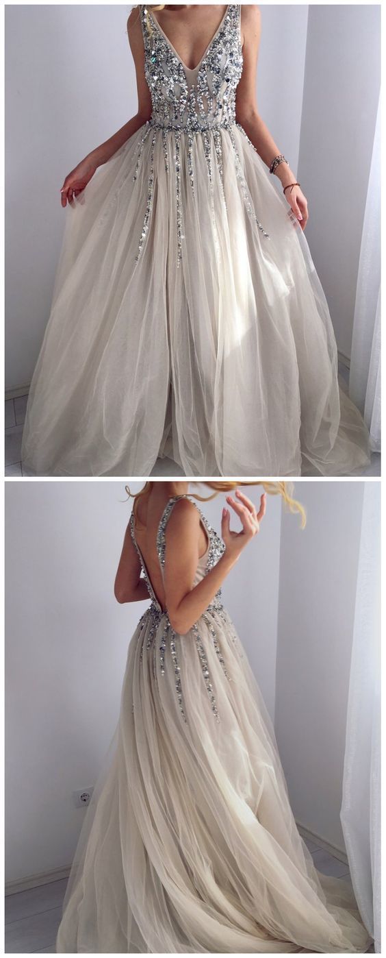 Prom Dress V Neckline , Evening Dress, Dance Dresses, Graduation School Party Gown, DT0345