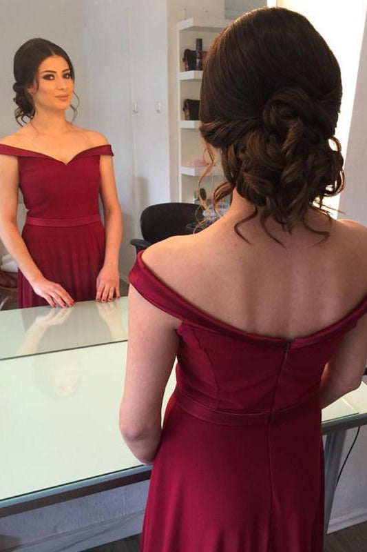 Simple Burgundy Prom Dress, Graduation School Party Gown, Winter Formal Dress