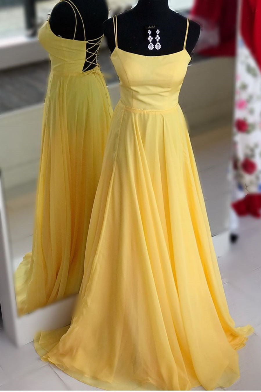 Simple Yellow Prom Dress , Dresses For Graduation Party, Evening Wear, Winter Formal Dress