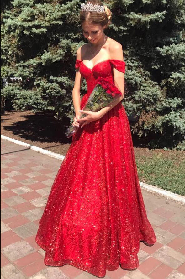 Red Sparkling Prom Dress , Formal Dress, Graduation School Party Gown