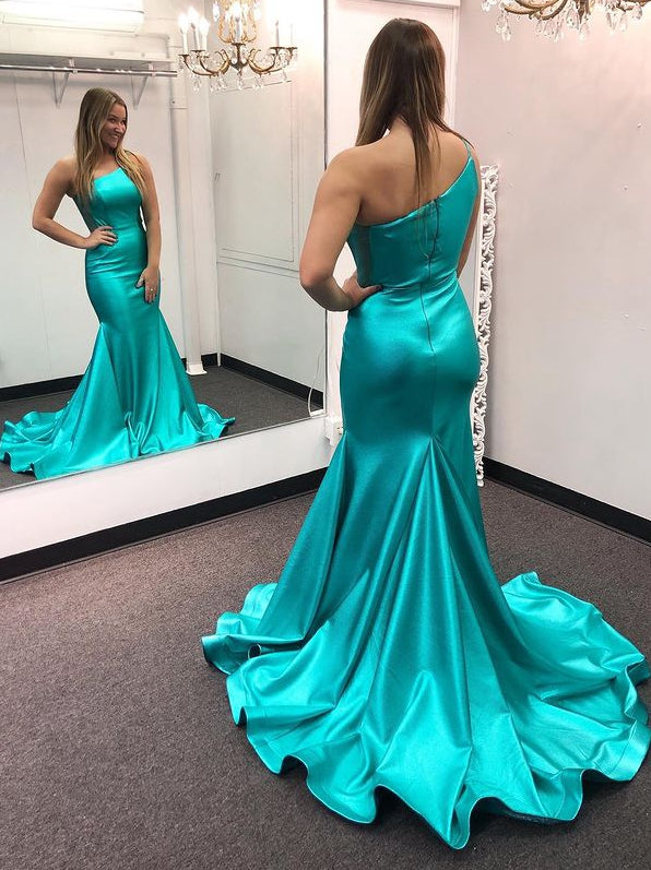One Shoulder Mermaid Long Prom Dress,Prom Dresses,Pageant Dress