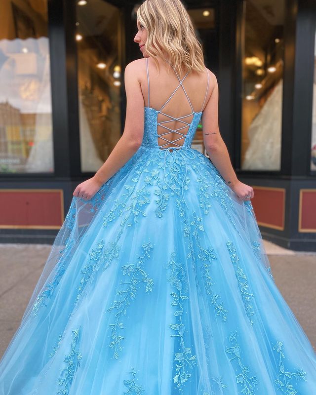 Tulle Prom Dress Long with Appliques and Beading,Prom Dresses,Pageant Dress