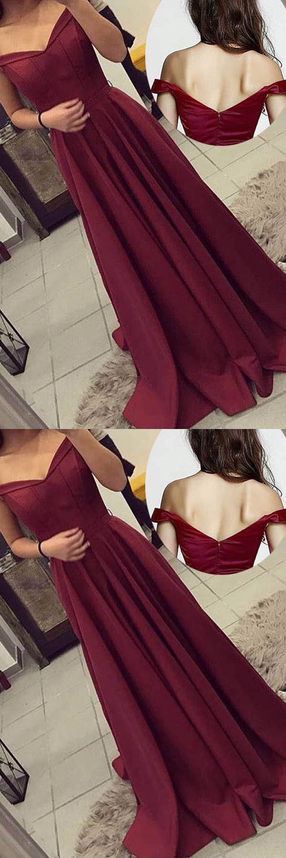 Prom Dress Off The Shoulder Straps, Prom Dresses, Evening Gown, Graduation School Party Dress, Winter Formal Dress