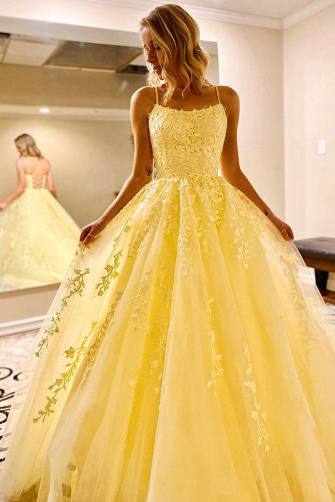 Tulle Prom Dress Long with Appliques and Beading,Prom Dresses,Pageant Dress