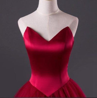 Burgundy Prom Dress, Ball Gown, Dresses For Party, Evening Dress, Formal Dress