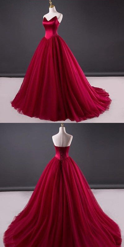 Burgundy Prom Dress, Ball Gown, Dresses For Party, Evening Dress, Formal Dress