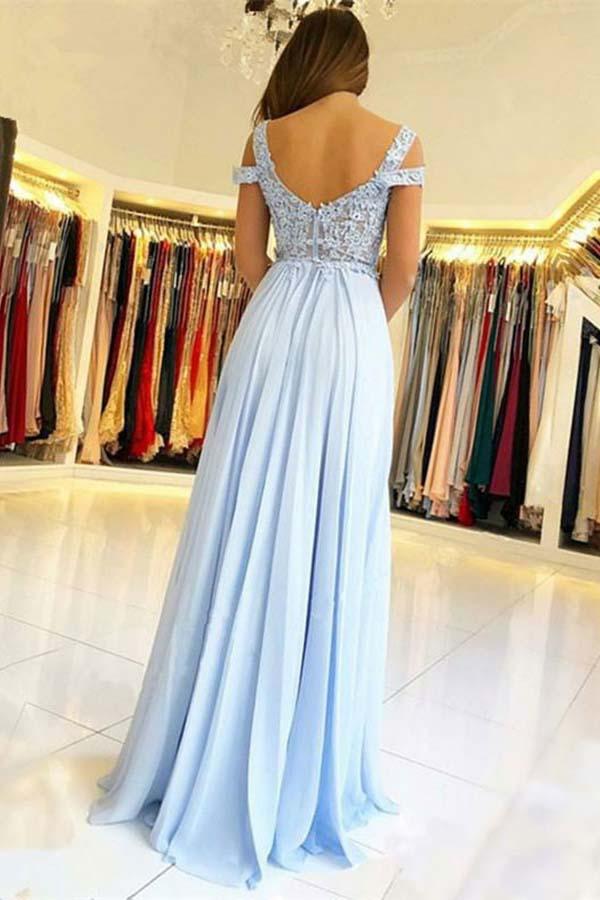 Light Blue Prom Dress, Prom Dresses, Evening Gown, Graduation School Party Dress, Winter Formal Dress