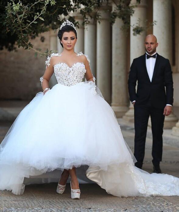 Wholesale New Style Princess Wedding Dress with Sleeves, Bridal Gown ,Dresses For Brides
