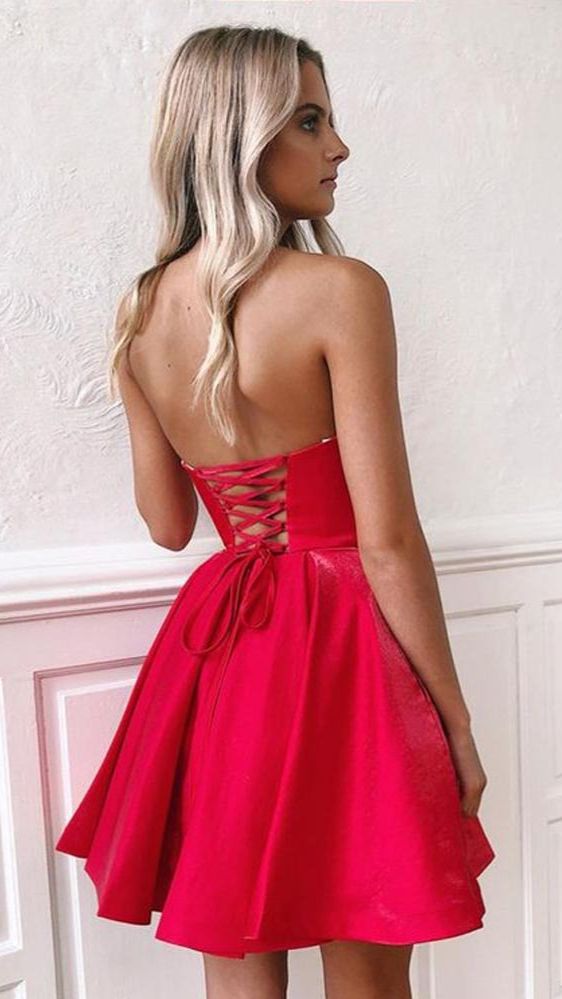 Simple Red Hoco Dress, Homecoming Dresses, Short Prom Dress, Formal Outfit, Back to School Party Gown