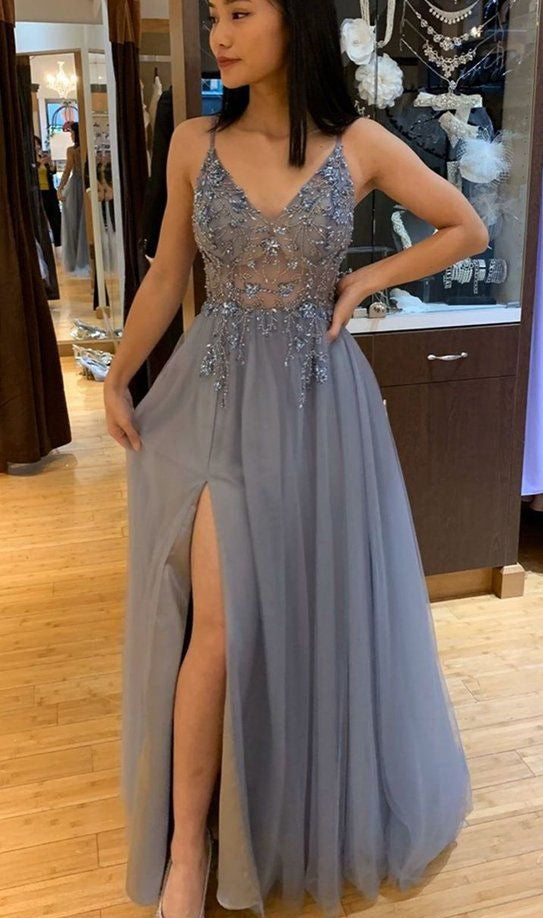 Silver Grey Prom Dresses, Homecoming Dress, Formal Dress, Evening Dress, Dance Dresses, Graduation Party Dress