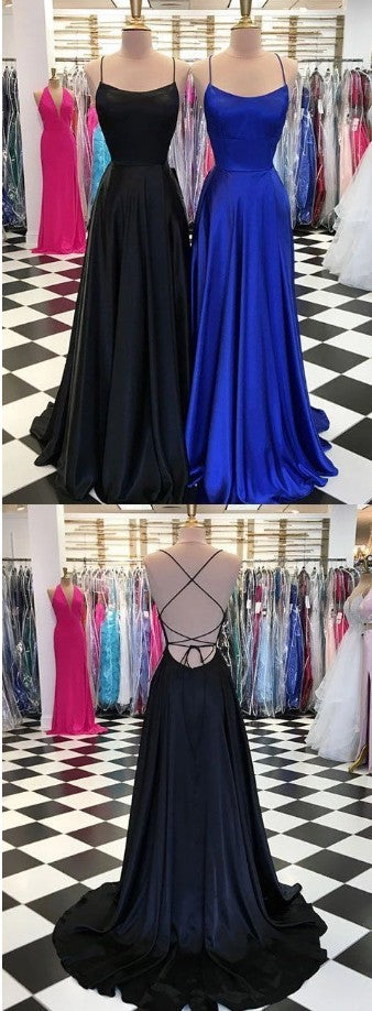 Black And Royal Blue Prom Dress, Evening Gown, Graduation School Party Dress, Winter Formal Dress