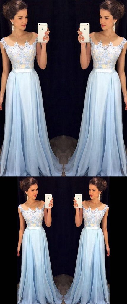 Light Blue Prom Dress, Prom Dresses,Evening Gown, Graduation School Party Dress, Winter Formal Dress
