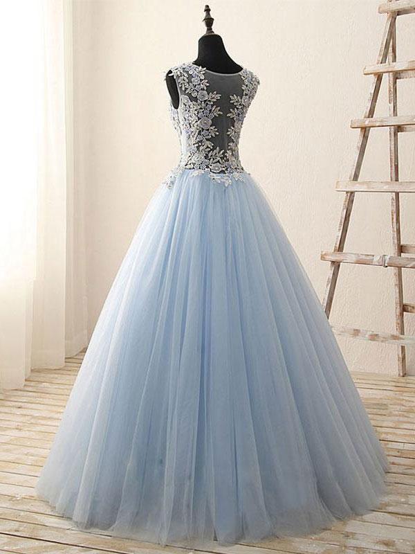 Light Blue Prom Dress ,Dresses For Graduation Party, Evening Wear, Winter Formal Dress