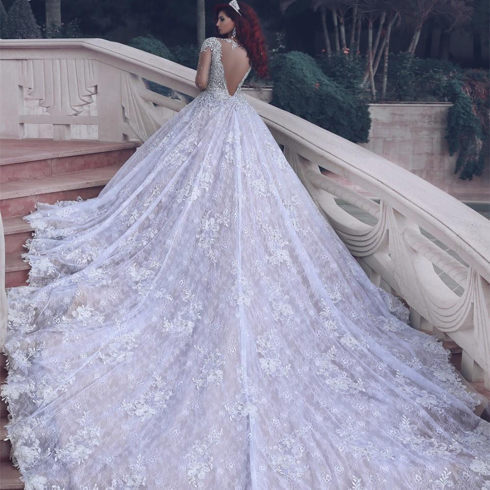 Wholesale Princess Lace Wedding Dress Long Train, Bridal Gown ,Dresses For Brides