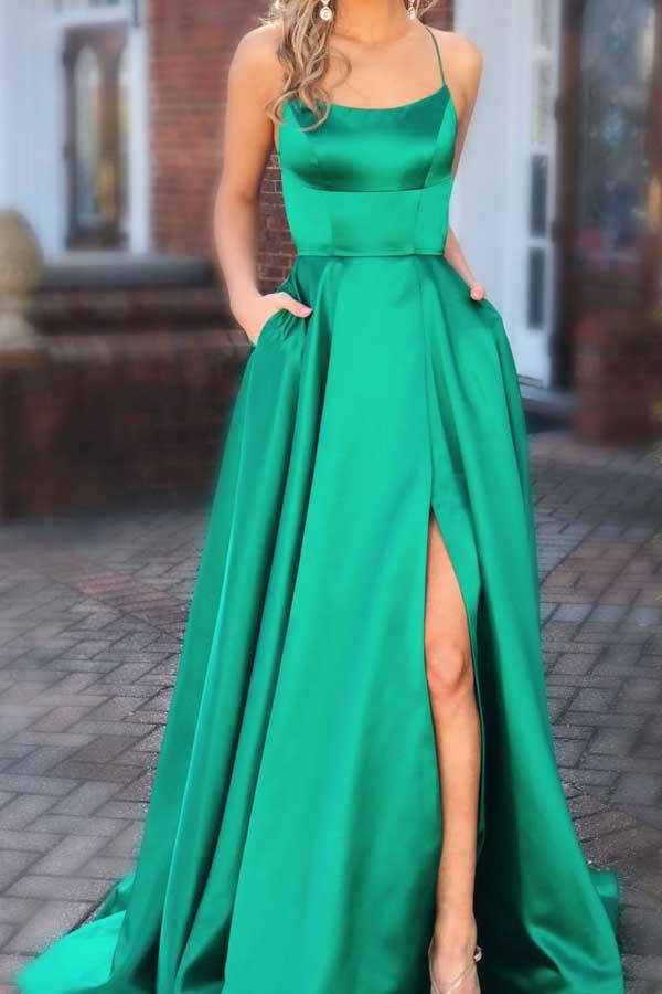 Sexy Green Prom Dress For Teens, Prom Dresses, Graduation School Party Gown