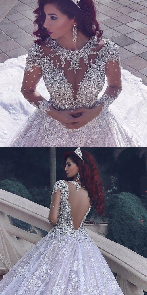 Wholesale Princess Lace Wedding Dress Long Train, Bridal Gown ,Dresses For Brides