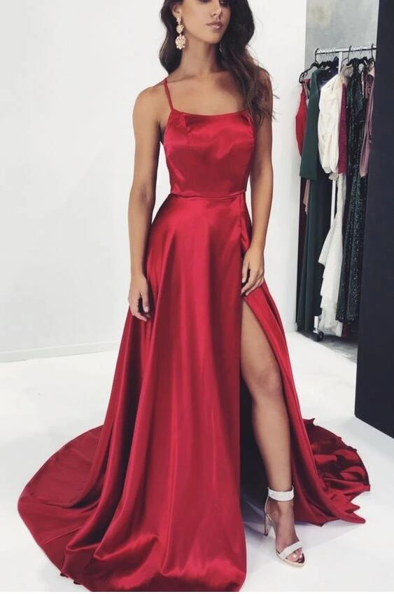 Sexy Prom Dress with Slit, Prom Dresses, Pageant Dress, Evening Dress, Ball Dance Dresses, Graduation School Party Gown