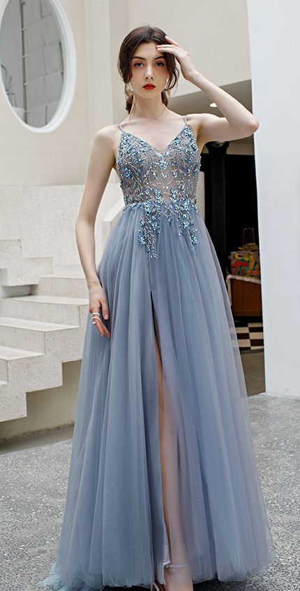 Sexy Beading Long Prom Dresses,Evening Dresses,Charming Dance Dress