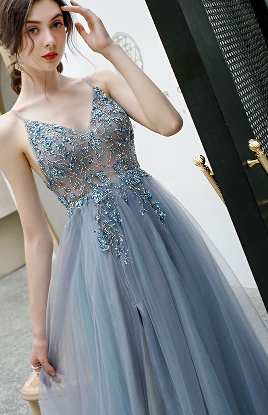 Sexy Beading Long Prom Dresses,Evening Dresses,Charming Dance Dress