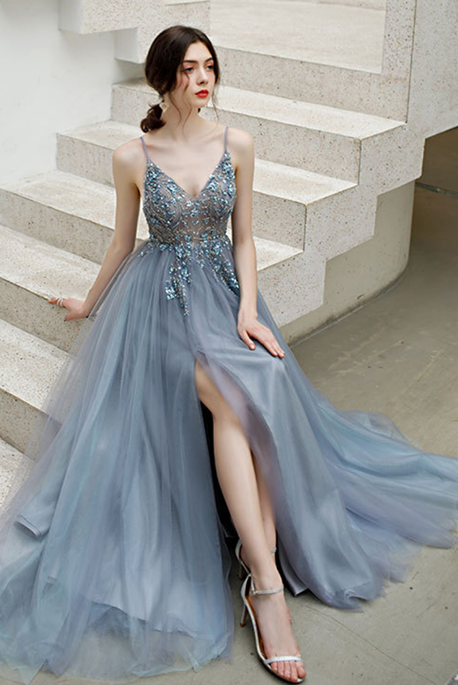 Sexy Beading Long Prom Dresses,Evening Dresses,Charming Dance Dress