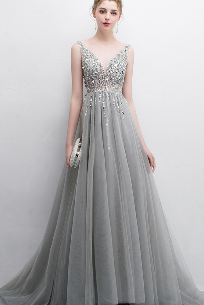 Sexy Beading Long Prom Dresses,Evening Dresses,Charming Dance Dress