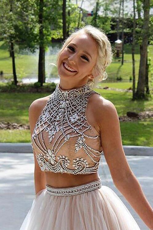 Two Pieces Prom Dress, Formal Dress, Evening Dress, Dance Dresses, Graduation School Party Gown
