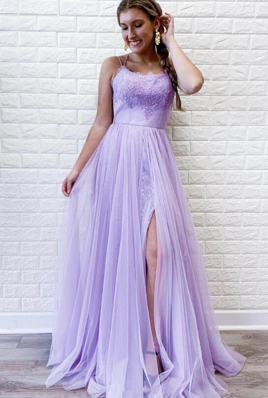 Long Prom Dress with Slit, Formal Dress, Evening Dress, Dance Dresses, Graduation School Party Gown