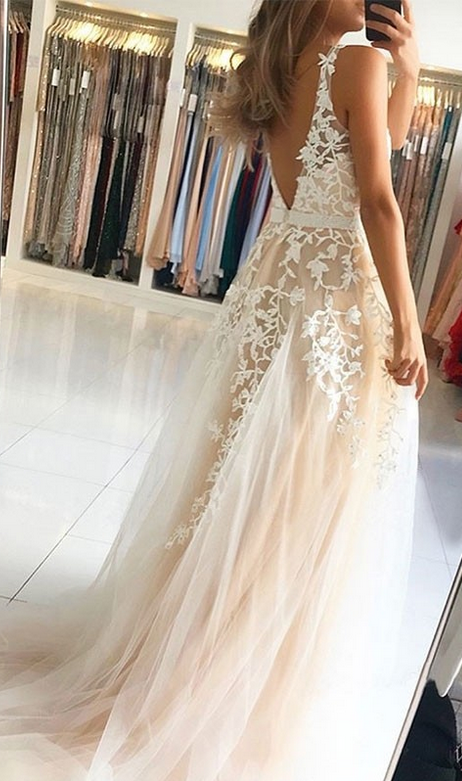 Lace Prom Dresses ,Long Homecoming Dresses,Colored Wedding Dresses