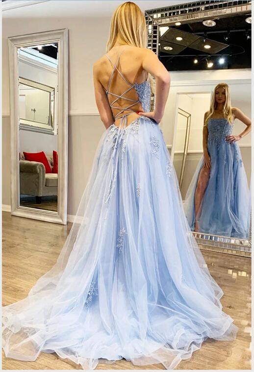 Sexy Lace Prom Dress with Slit, Prom Dresses, Pageant Dress