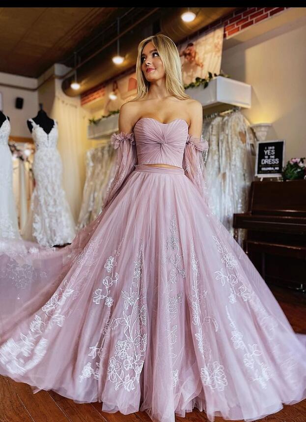 Two Pieces Long Prom Dresses