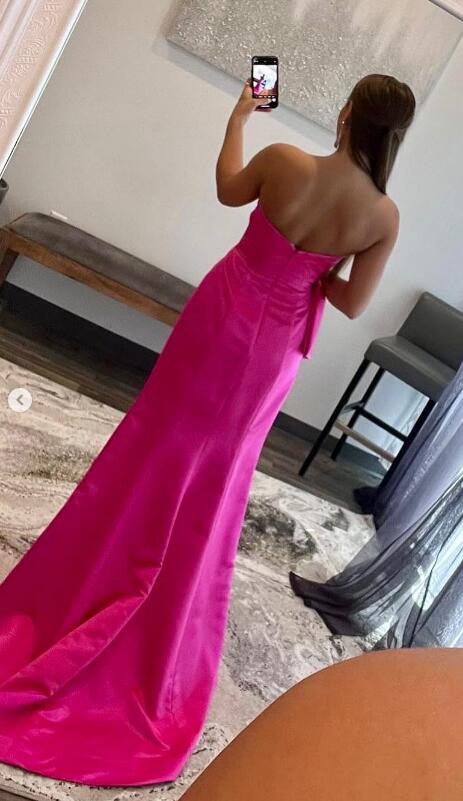 Sexy Strapless Long Prom Dresses with slit