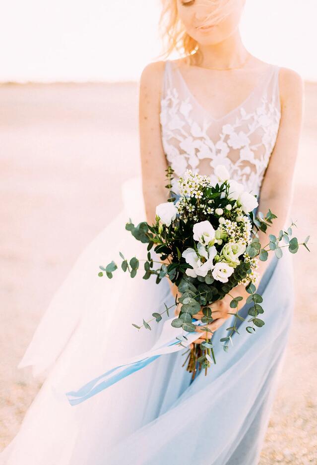 Tulle Beach Wedding Dress For Brides with Lace Top