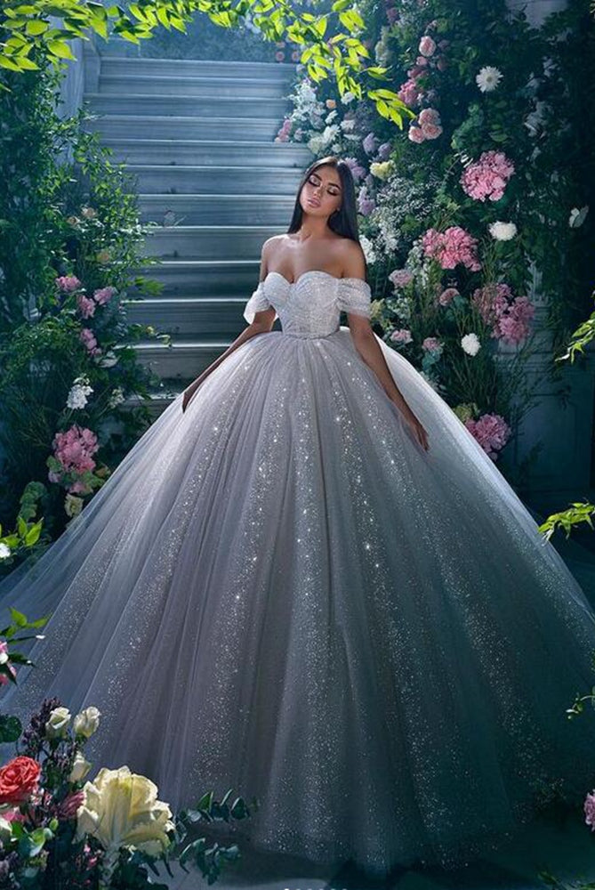 Sparkly Wedding Dress Off The shoulder Sleeve ,Dresses For Brides DressesTailor Sparkly Wedding Dress Off The shoulder Sleeve ,Dresses For Brides DressesTailor