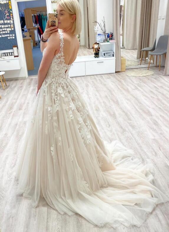 Open Back A-line Wedding Dresses, Bridal Dresses