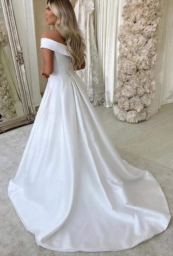 Off the Shoulder A-line Wedding Dresses, Bridal Dresses