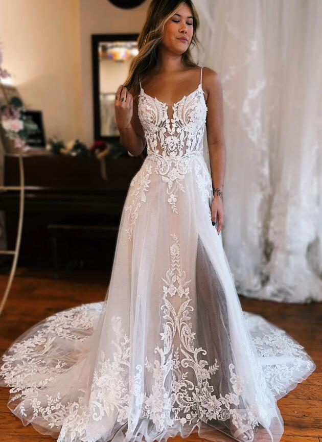 Open Back A-line Wedding Dresses,Bridal Dresses